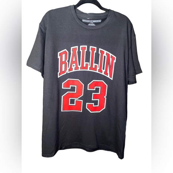 Unisex Ballin’ 23 Iconic T-Shirt made by Brooklyn Vertical 100% Cotton Black Lrg - Picture 2 of 7